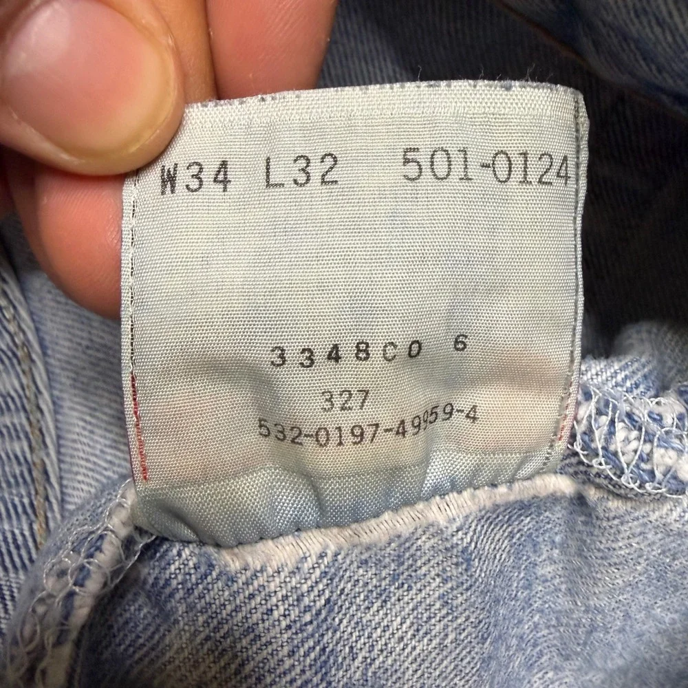 Levi's 501 Denim Shorts Mens 34 Light Wash Vintage 90s Distressed Cut Off USA